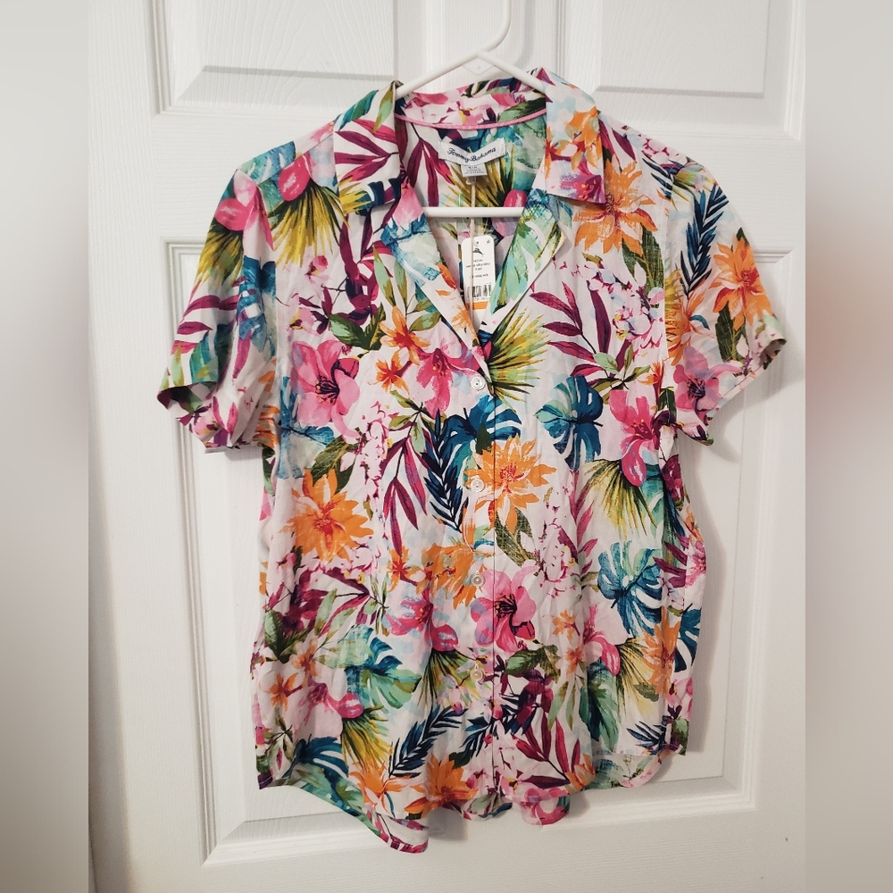 Tommy Bahama Multicolor Tropical Shirt, 100% Silk, S
